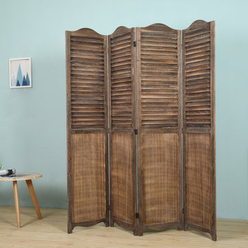 7111 Light Brown Arc Top 4-Panel Room Divider