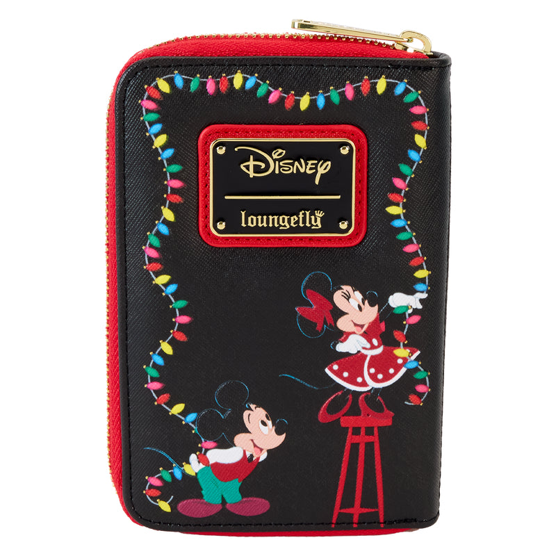 Loungefly Disney Mickey and Friends Christmas Light Decorations Zip Wallet- Multicolor