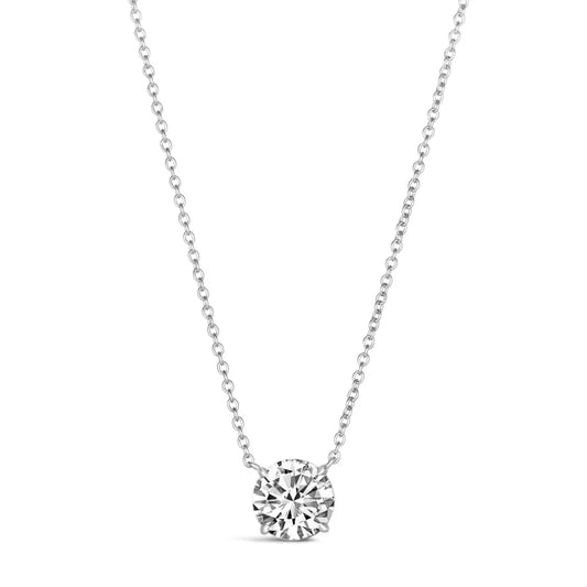 Anna Zuckerman Anastasia 74 Women's 20" 3 ct. Diamond Crystalline Solitaire Necklace in Platinum-Plating over 925 Sterling Silver