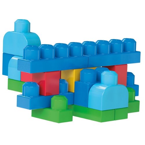 Bolsa de construcción grande First Builders de Mega Bloks, juego de construcción clásico de 80 piezas, color azul