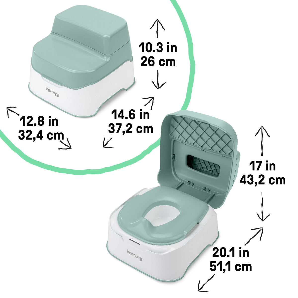 Ingenuity Prepare to Potty 3-in-1 System - Green/White