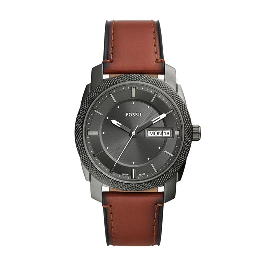Fossil Machine Men's 42mm Brown Strap Watch - Gray Dial