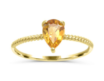 Mustard Pear-Shaped Modern Rope Ring in 10K Yellow Gold - Size 7