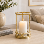 Candelabro de metal de 23 cm con forma de huracán de Sagebrook Home, dorado