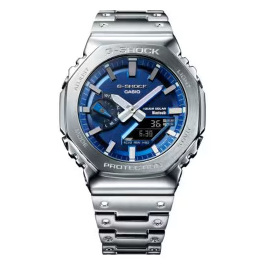 Casio G-Shock Men's 44.4mm Digital Analog Silver Bracelet Watch - Blue Dial