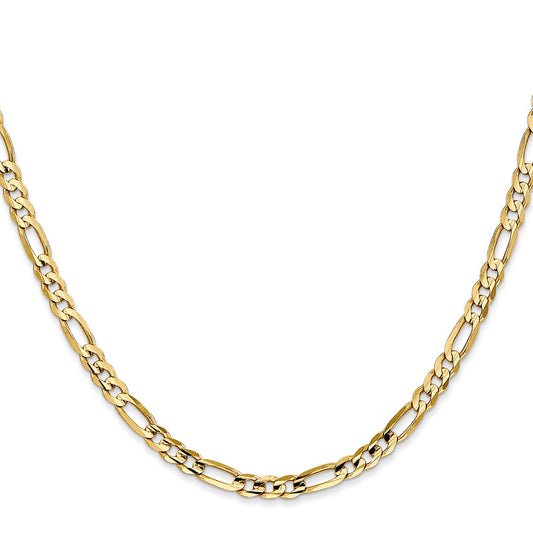 14K Yellow Gold Unisex 22" Concave Open Figaro Chain
