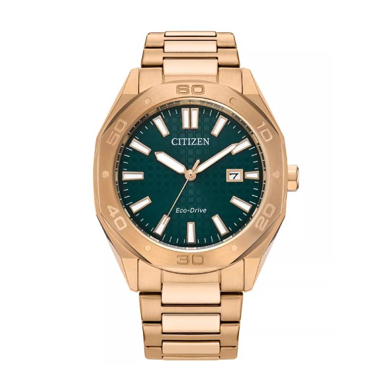 Citizen Eco-Drive Weekender Sport Men's 41mm Rose Gold Bracelet Watch - Green Dial