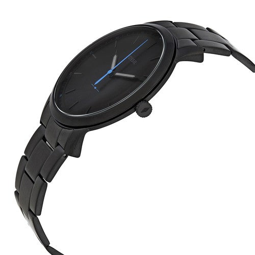 Reloj minimalista de acero inoxidable con esfera negra para hombre de Fossil - Negro