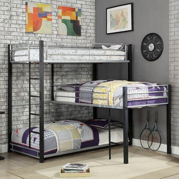 Aubrey Twin Triple Decker Bed by Furniture of America - Sand Black