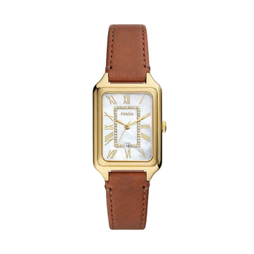 Fossil Raquel Women's 26mm Brown Strap Watch - White Mother of Pearl Dial