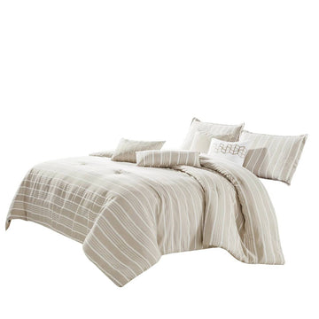 ESCA Trading Judo King Size Comforter Set (7- Pieces) - Taupe