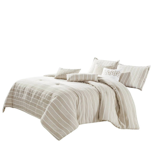 ESCA Trading Judo King Size Comforter Set (7- Pieces) - Taupe