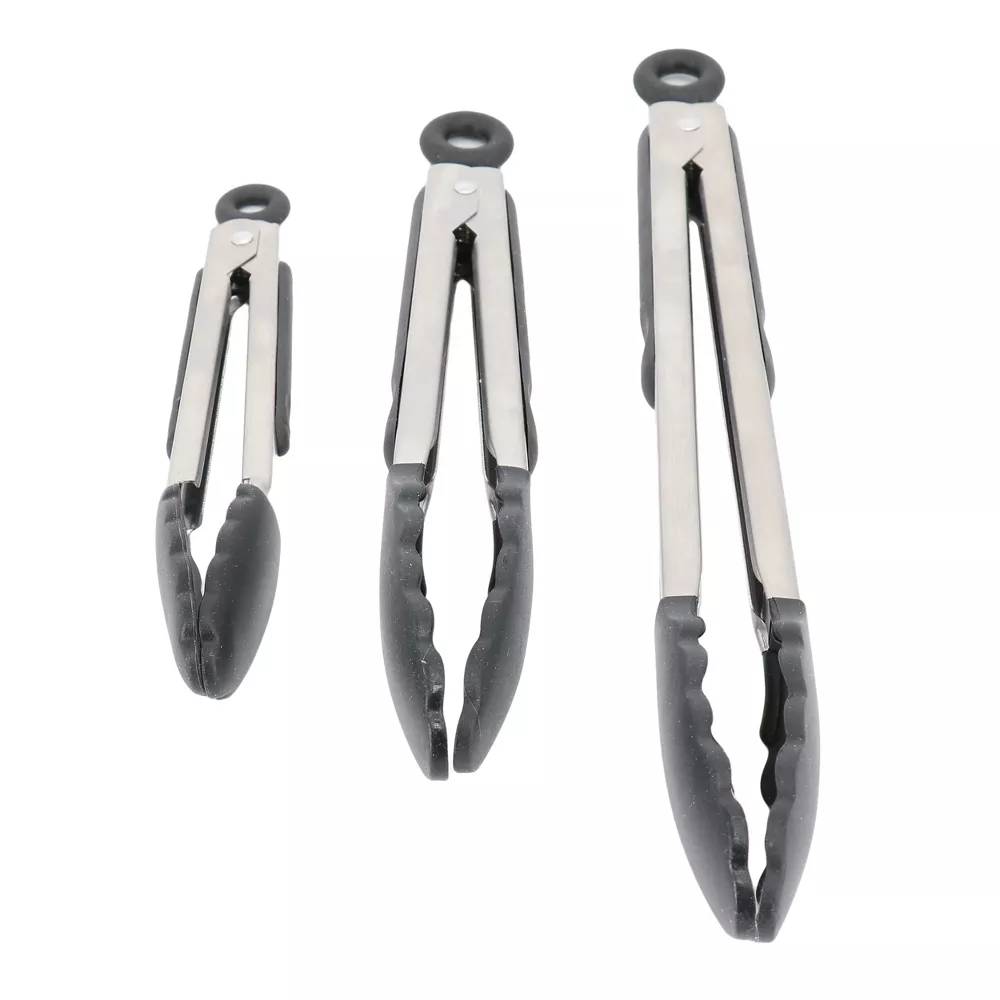 Oster 137538.03 Stainless Steel Kitchen Tongs Set(3 Piece)- Black\Sliver