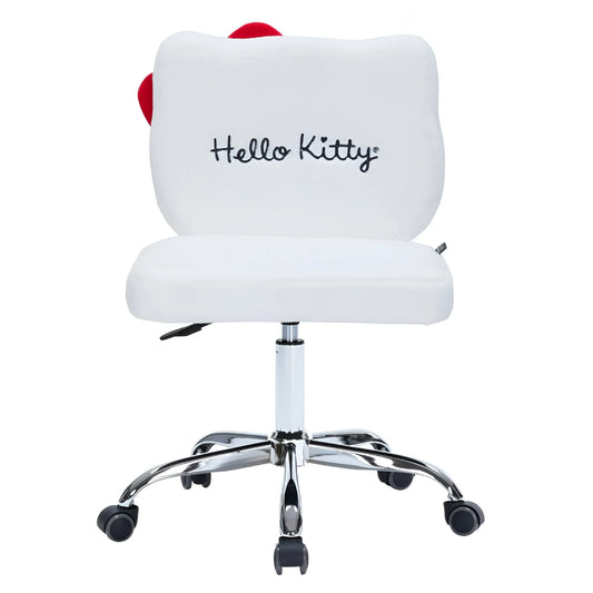 Hello Kitty Swivel Desk Chair with Backrest and Wheels by Impressions Vanity - White/Red