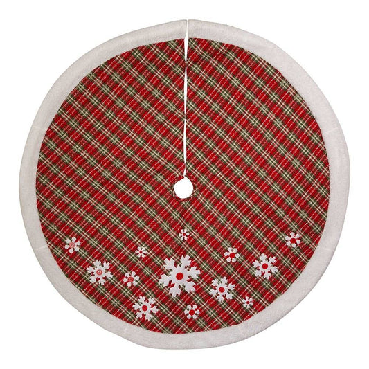 Kurt Adler 48" Plaid Tree Skirt - Red/White