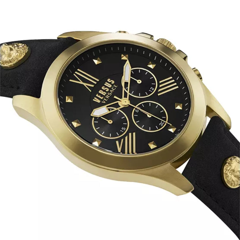 Versus Versace Lion Men's 44mm Strap Watch - Black/Gold-Tone