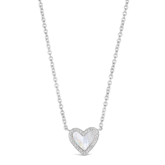 Anna Zuckerman House of Cards 01 Women's Diamond Crystalline and Mother of Pearl Necklace in Platinum-Plating over 925 Sterling Silver