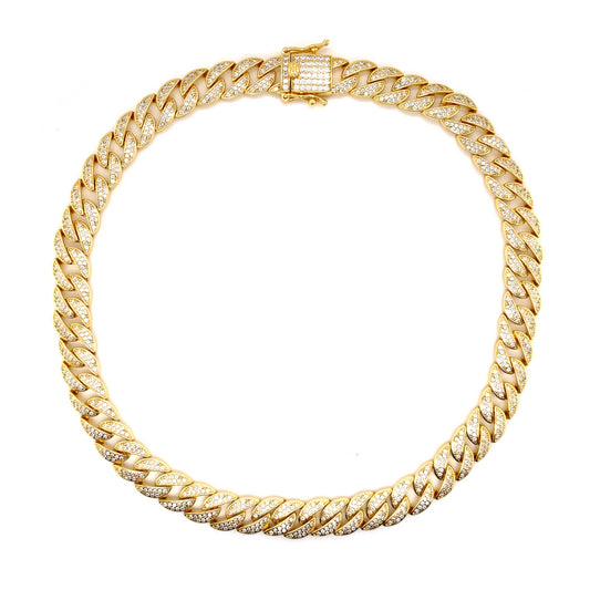Anna Zuckerman Olivia 74 Women's 18" 7 ct. Diamond Crystalline Havana Cuban Necklace in 18K Yellow Gold-Plating over 925 Sterling Silver