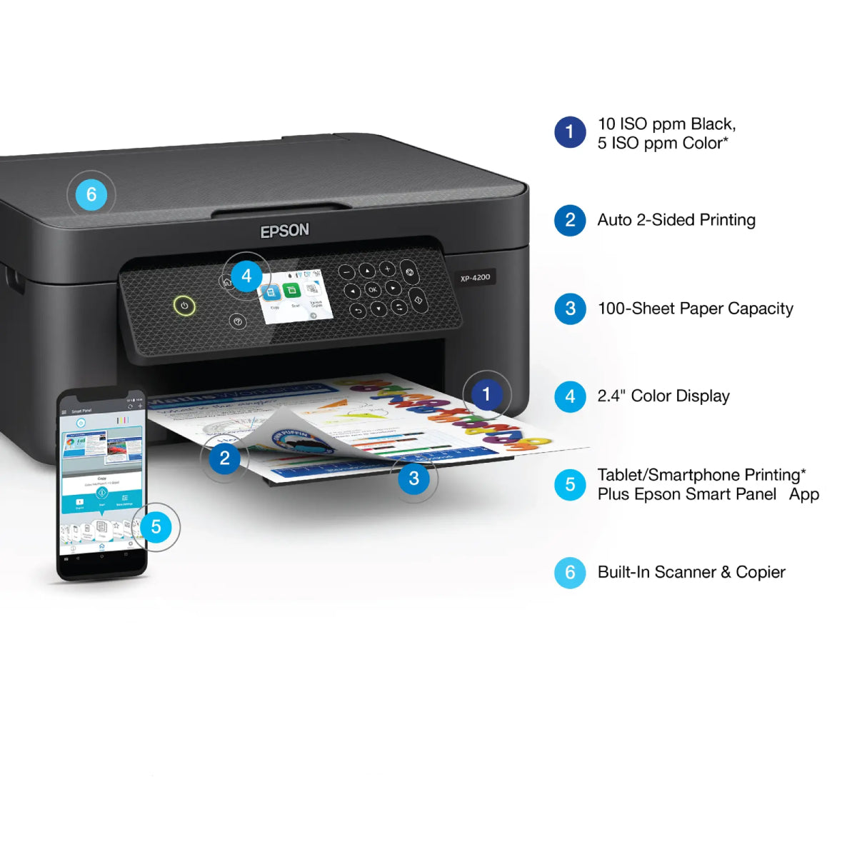 Epson Expression Home XP-4200 Wireless Color Inkjet All-in-One Printer with Scan and Copy - Black