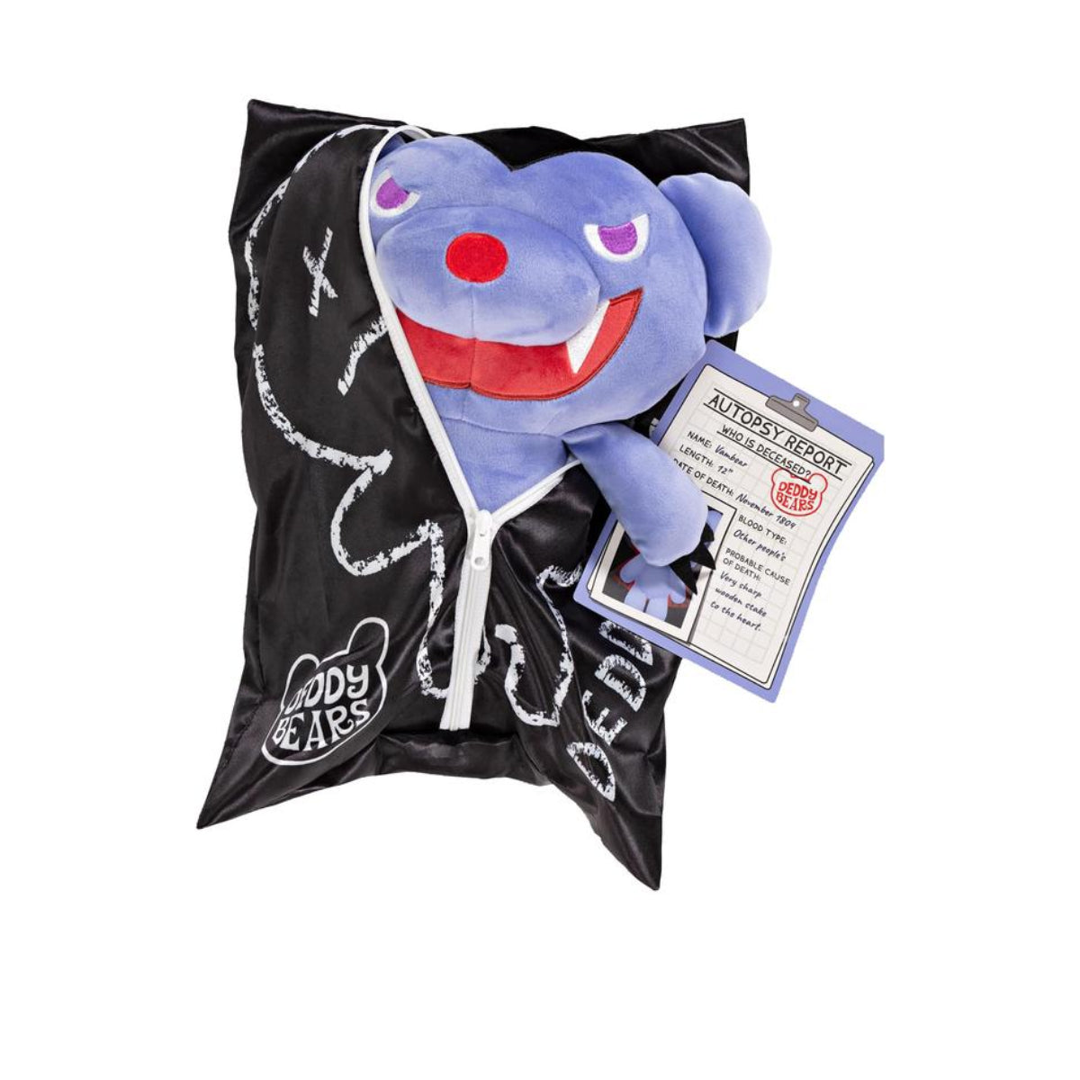 Deddy Bears 12" Plush Toy in Zippered Body Bag -Assortment