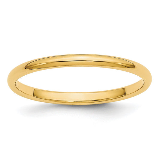 14K Yellow Gold Unisex Half Round Band Ring