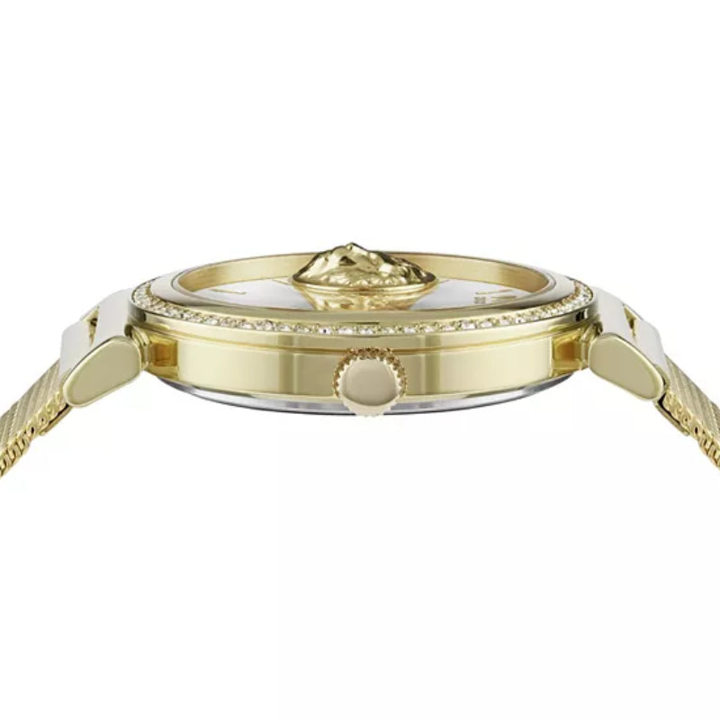 Versus Versace Brick Lane Women's 34mm Yellow Gold Bracelet Watch - Silver Dial