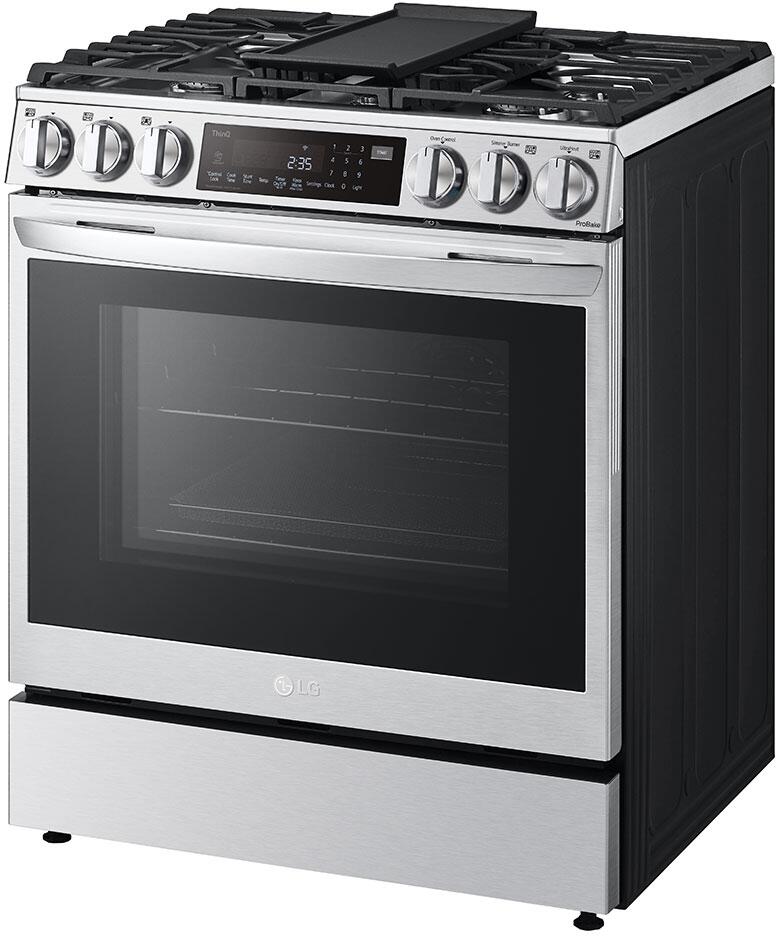 LG LSGL6335F Cocina a gas deslizable con convección ProBake, habilitada para WiFi inteligente, de 6,3 pies cúbicos, con freidora de aire - Acero inoxidable a prueba de impresiones