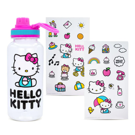 Sanrio Hello Kitty Icons 32 OZ Water Bottle and Sticker Set - Multicolor