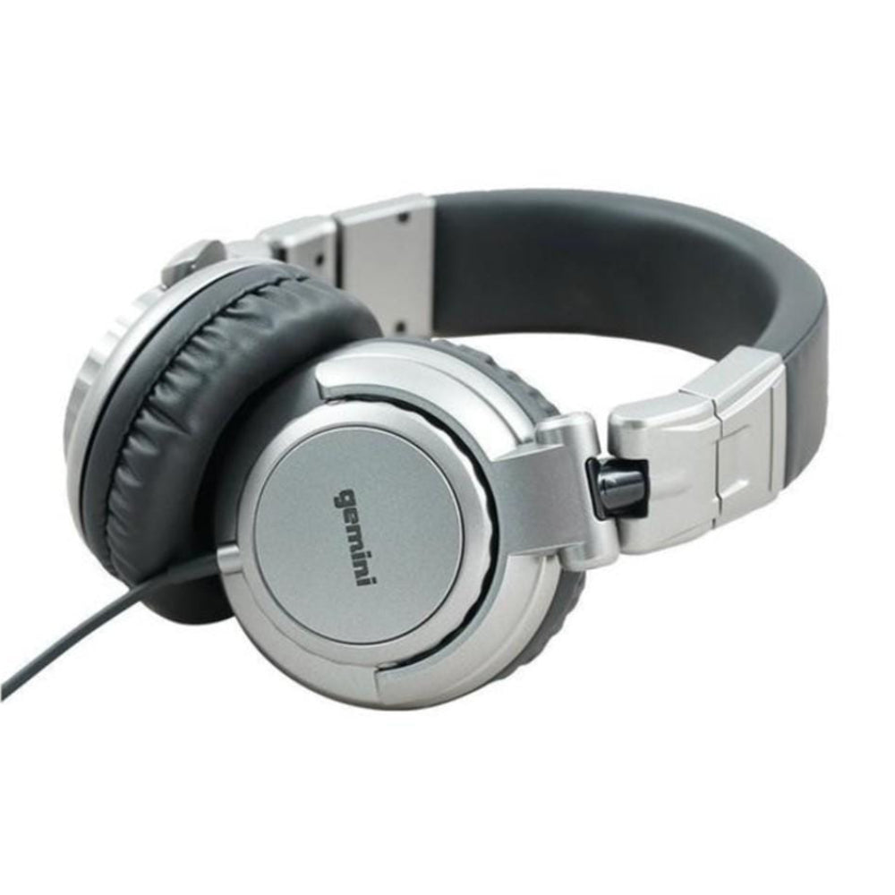 Gemini DJX-500 Professional DJ Wired Over-the-Ear Headphones with Padded Ear Cups - Black/Silver