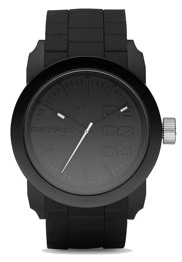 Diesel Double Down Silicone Strap Watch - Black