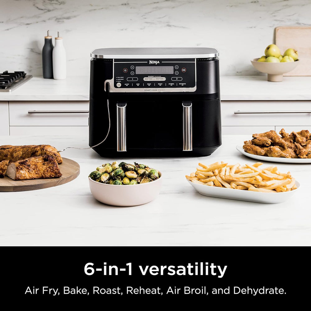 Ninja DZ550 6-in-1 Smart 10 Quart 2-Basket Air Fryer with DualZone Technology - Black