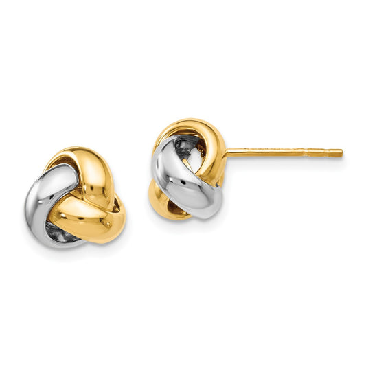 14K Leslie's Women's Love Knot Button Earrings Two-Tone Gold