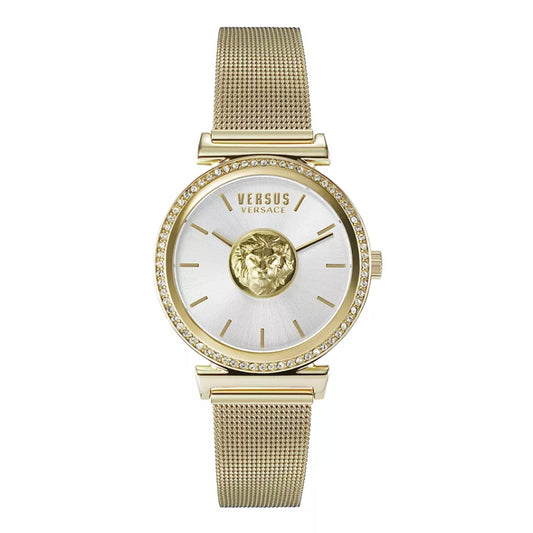 Versus Versace Brick Lane Women's 34mm Yellow Gold Bracelet Watch - Silver Dial