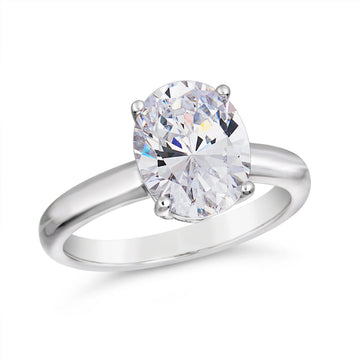 Anna Zuckerman Victoria 46 Women's 4 ct. Diamond Crystalline Solitaire Ring in Platinum-Plating over 925 Sterling Silver - Size 8