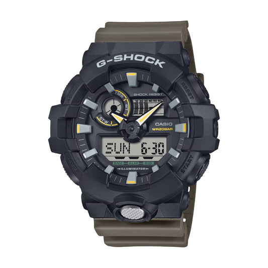 Casio G-Shock 700 Series Men's 53.4mm Olive Green Strap Watch - Black Dial
