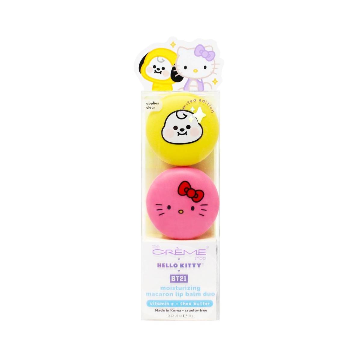 The Crème Shop Hello Kitty BT21 Moisturizing Macaron Lip Balm Duo