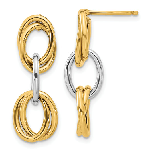 14K Leslie's Women's Drop and Dangle Earrings in Rhodium Plating-over 14K Yellow Gold