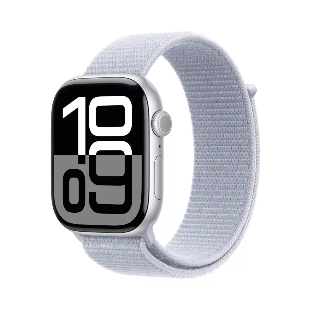 Apple Watch Series 10 (GPS+Cellular) 46mm Aluminum Case with Blue Cloud Sport Loop - Silver