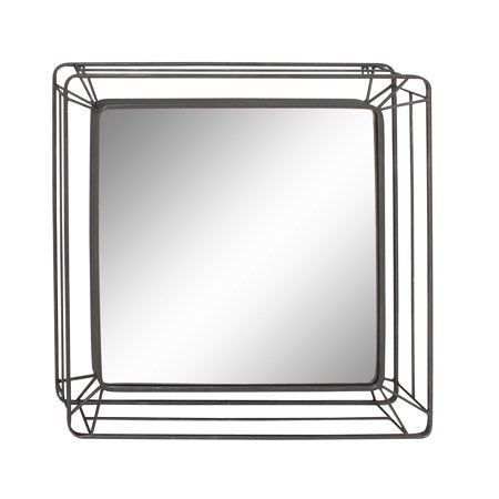 DecMode Modern 31 inch square iron skeletal framed wall mirror
