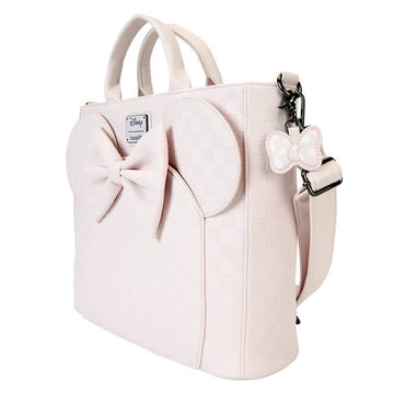 Loungefly Disney Minnie Mouse Checkered Texture Convertible Backpack and Tote Bag - Pink