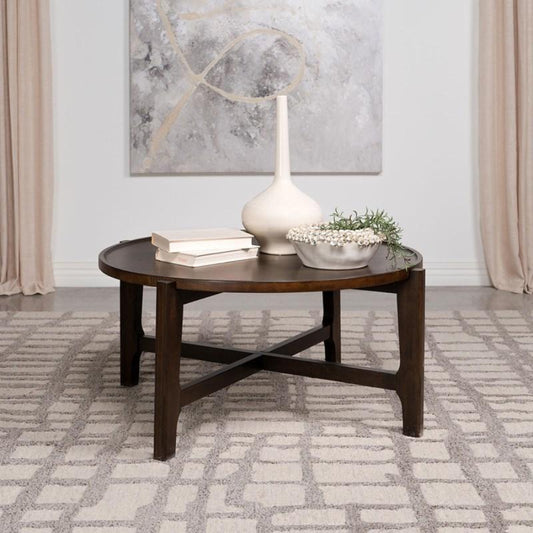 Cota Round 38.25" Coffee Table by Coaster - Dark Brown