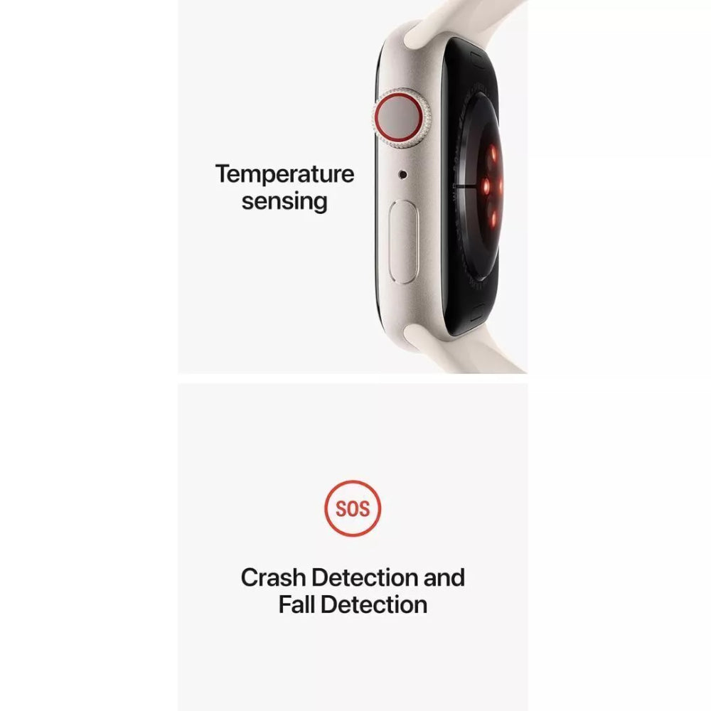 Certified Refurbished Apple Watch Series 8 Unisex 41mm Starlight Aluminum Case Smartwatch with Sport Band M/L - GPS + Cellular