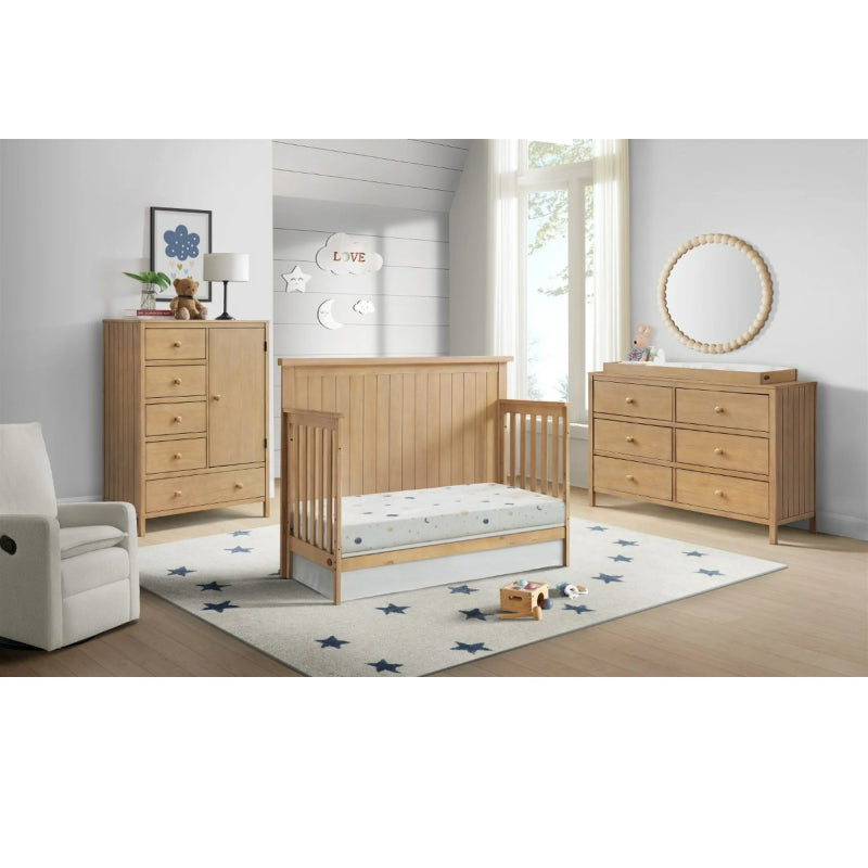 Oxford Everlee 4-In-1 Convertible Crib - Honey Wood