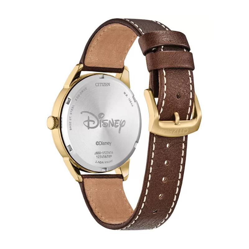 Citizen Eco-Drive Disney Donald Duck and Crew Men's 40.5mm Brown Strap Watch - Beige Dial