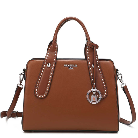 Julieta Structured Studded Satchel Brown