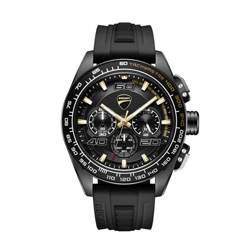 Ducati Men's 44mm Chronograph Strap Watch - Black Dial