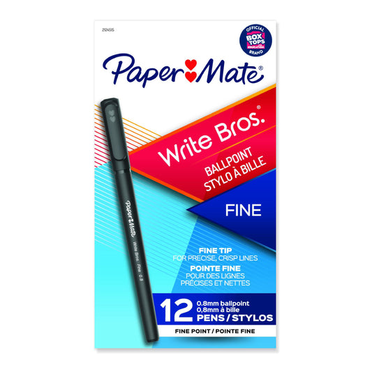 Paper Mate Write Bros. Fine Point 0.8mm Ballpoint Pens (Set of 12) - Black