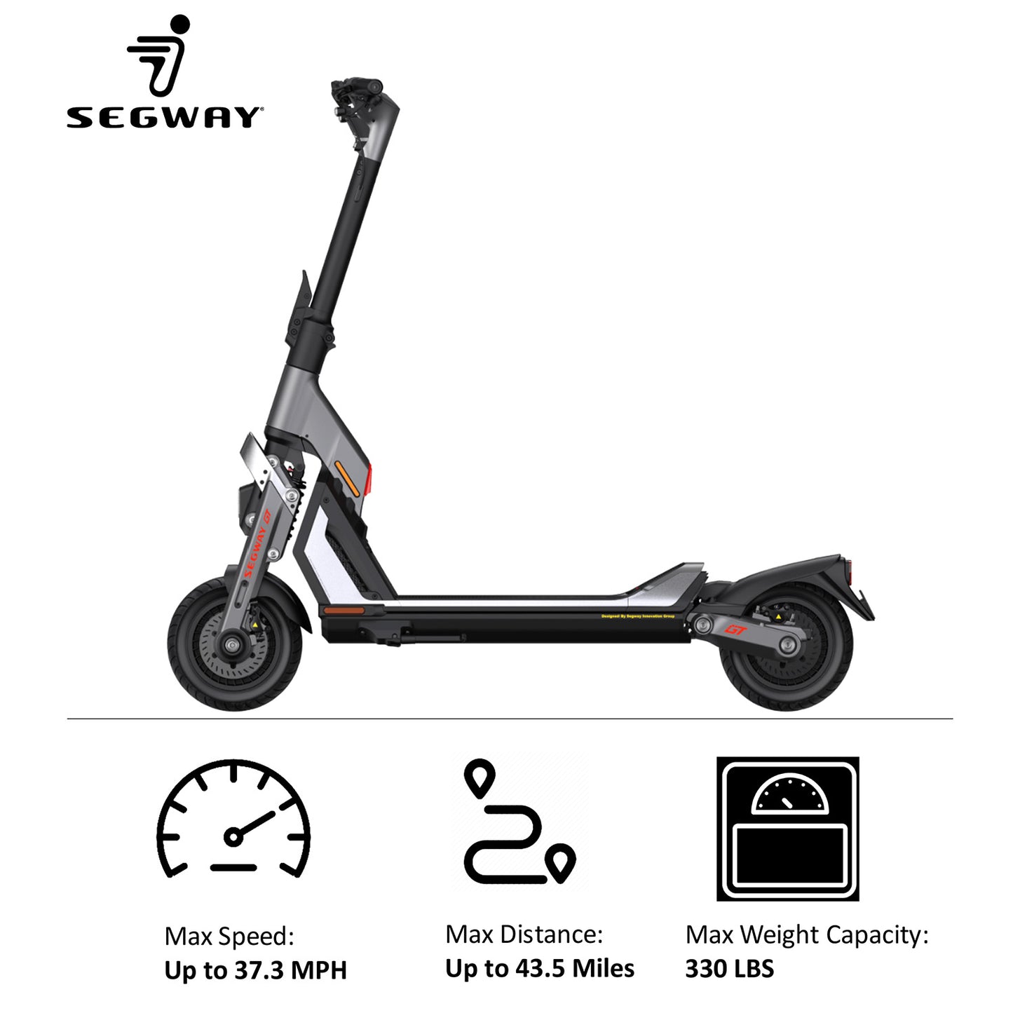 Segway GT1 Super Scooter with 43.5 Max Operating Range & 37.3 mph Max Speed - Black