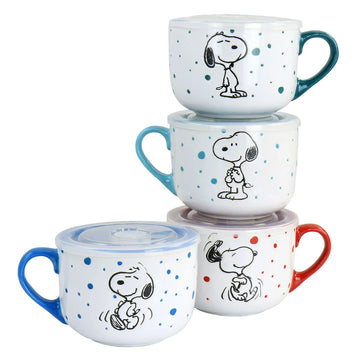 Peanuts Freckled Joy 25 oz Stoneware Soup Cup with Lid - Assorted Colors