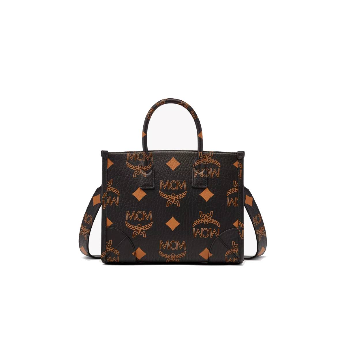 MCM Visetas Small Munchen Tote in Maxi- Black